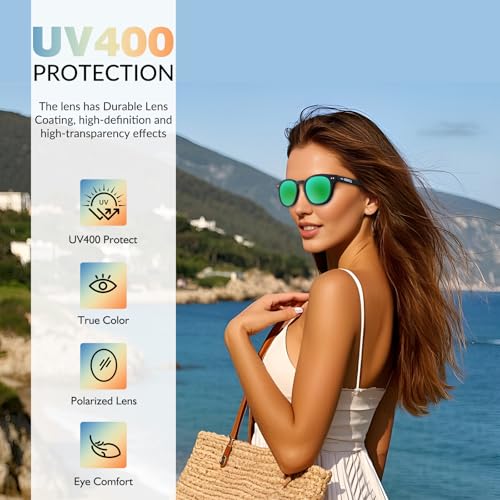 3-Pack Polarized Sunglasses for Teens Young Women–UV400 Color Mirror Lenses,Matte Round Frame Small Faces Driving,Beach3