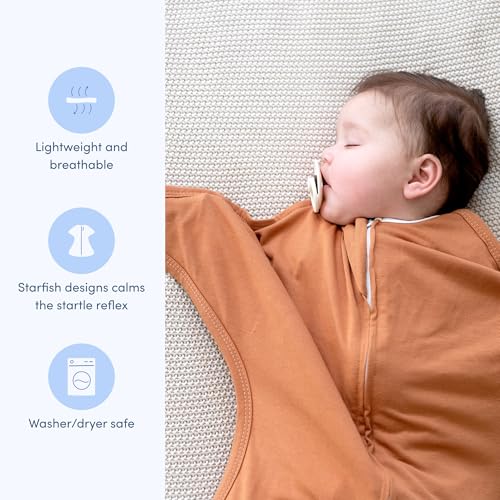 Image of SleepingBaby Zipadee-Zip Transition Swaddle - Cozy Baby Swaddle Blanket with Zipper Convenience - Roomy Wearable Blanket for Easy Diaper Changes - Spice, Small (4-8 Month)