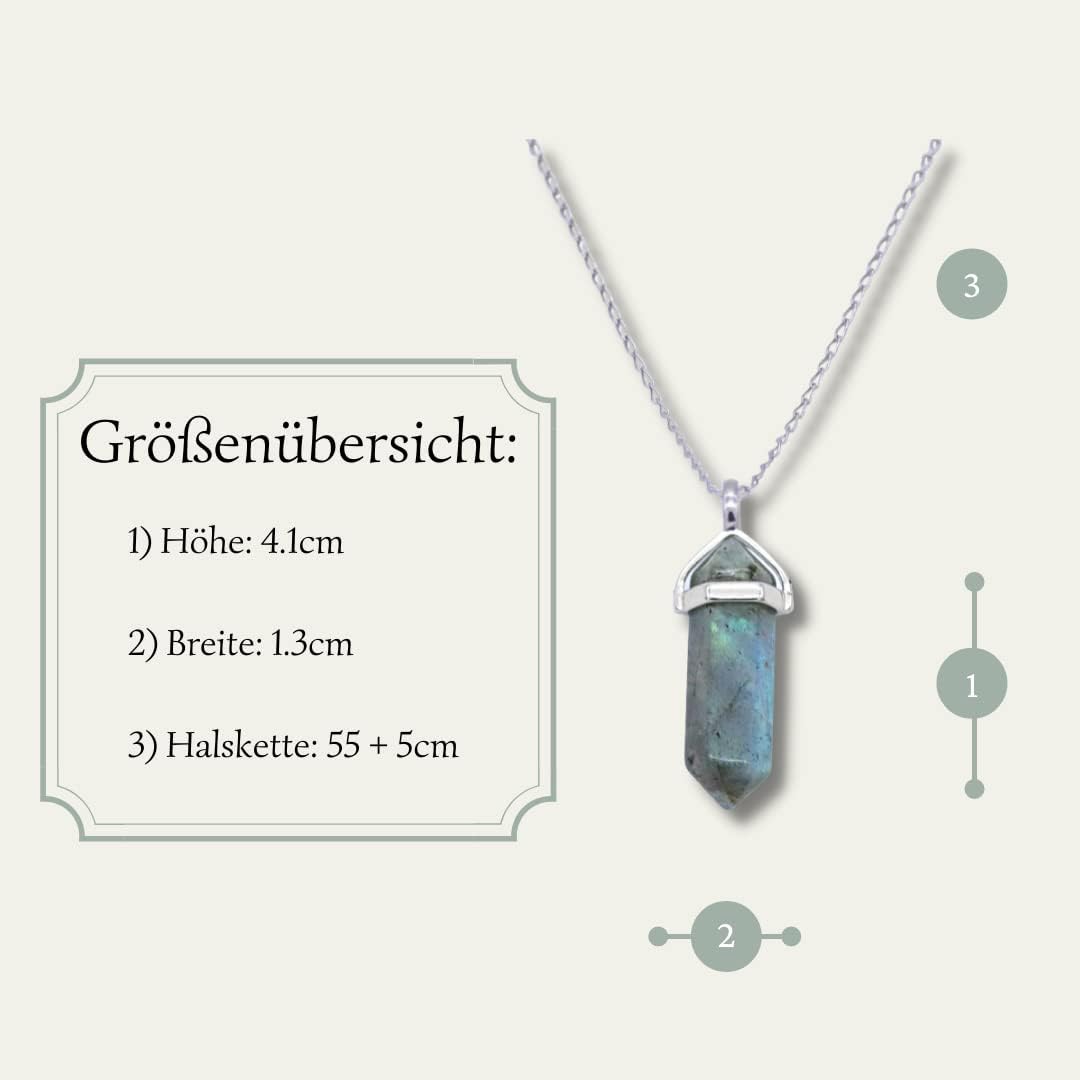LAVISA Obelisk Necklace, Luxury Gemstone Necklace, Pendant, Necklace, Intense Colours, Rose Quartz, Amethyst, Chain, 55+5 cm - Image 4