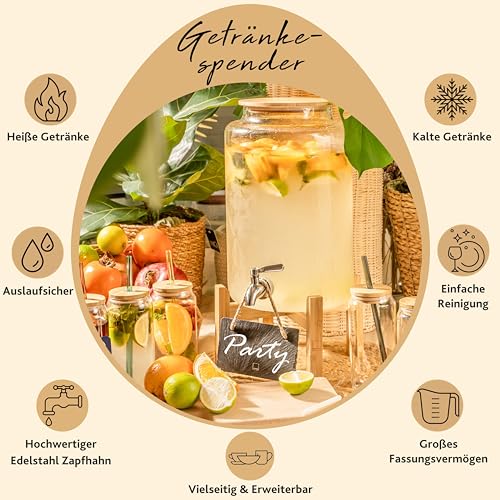 Distributeur de boisson avec robinet et 6 verres Sänger
