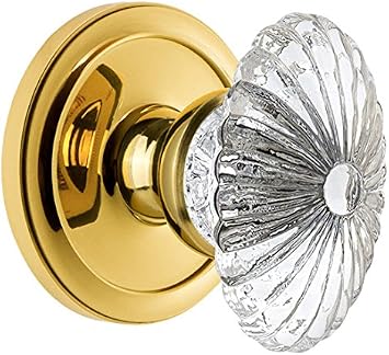 Grandeur 820200 Circulaire Rosette Privacy with Burgundy Crystal Knob in Polished Brass, 2.75