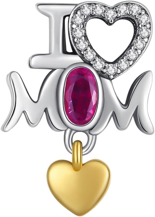 VALGACLS Mom Wife Daughter Love Heart Wedding Rings Charms 925 Sterling Silver Charms for Bracelets Necklace Valentine's Day Mother's Day Jewelry Gift for Womens Girls