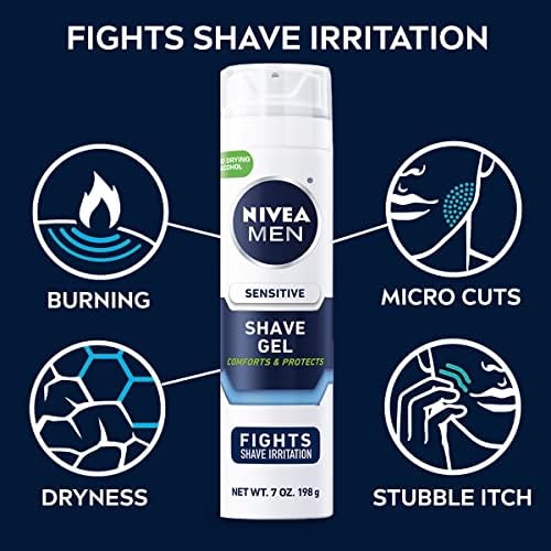 NIVEA FOR MEN Sensitive, Shaving Gel 7 oz (Pack of 3)