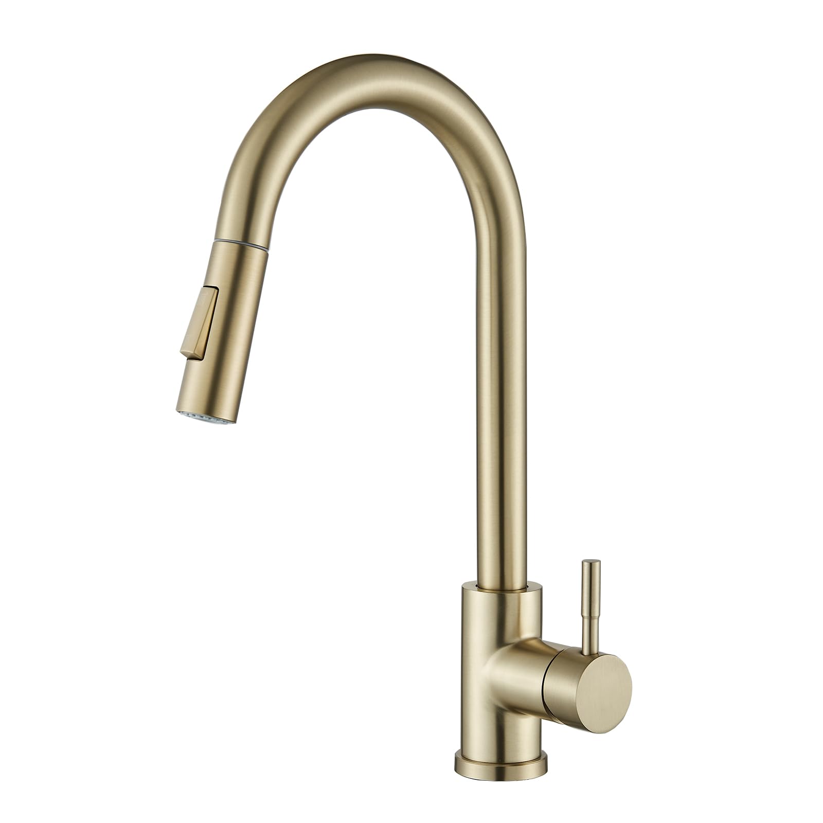 Robinet de Cuisine avec Douchette Extractible, Mitigeur 360° en Acier Inoxydable, Or Brossé, TVTIUO 2 Modes