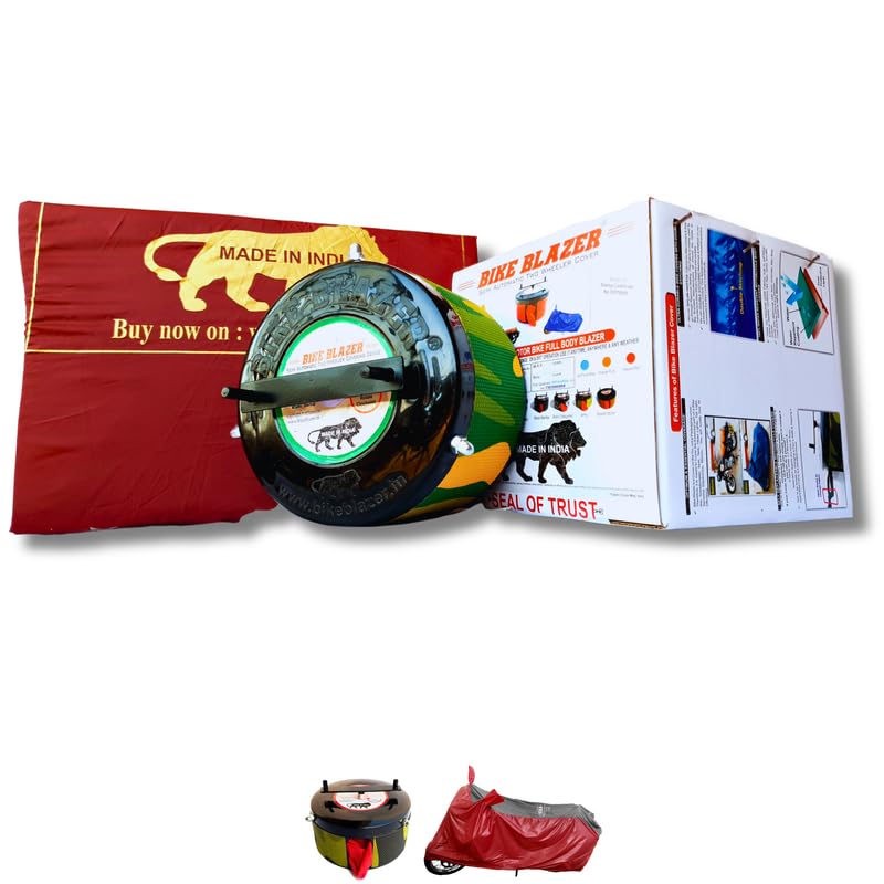 BIKEBLAZER® Semi-Automatic Bike Body Cover Compatible for All Royal Enfield Motorcycles | Heavy Duty Device | Water Resistant | UV Safe | 100% Dust Proof | Anti-Theft & Scratch Proof Covers AL