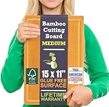 Bamboo Cutting Board – 15 Inch Wood Cutting Boards for Kitchen with Glue-Free Surface™ & Juice Groove – Non-Toxic, FSC-Certified, Durable Wooden Chopping Board - Rectangle