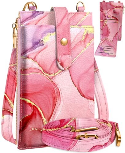 Image of Miss Adola Phone Purse Crossbody Bags for Women - Leather Small Cell Phone Wallet RFID Blocking with Card Slots & Adjustable Strap Cute Designer Aesthetic Cross Body Bags, PK Watercolor