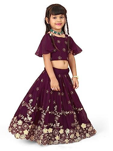 Image of Georgette Embroidered traditional Readymade Lehenga Choli For Kids Grils