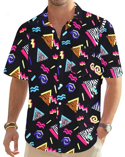 hohololo 80s Vintage Shirt for Men 70s Disco Top Party Costu