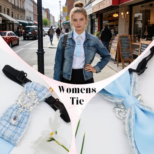 Image of Rhinestone Ties for Women, Skinny Neck Tie for Women Business Prom