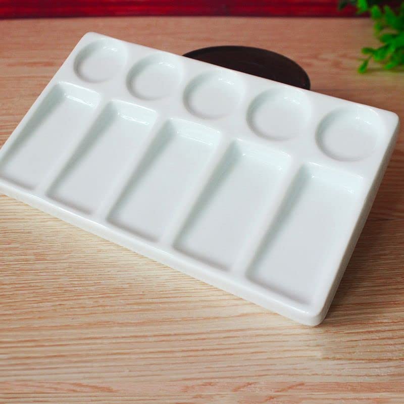 paleta malarska Biała ceramiczna prostokątna paleta farb artystycznych do akwareli gwasz akrylowy obraz olejny kaligrafia, 10 studni