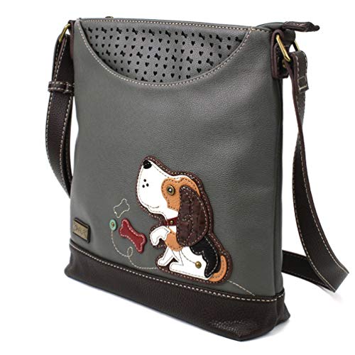 Chala Group Chala Handbags Dog Sweet Messenger Bag Purse, Dog Mom Dog Lover, Gray, 10 " x 11 " x 3 "3