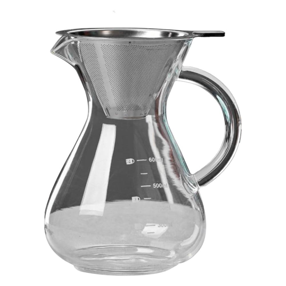 CTRLZS Glass Coffee Pot with Filter High Temperature Graduated Scale Coffee Server 600ml