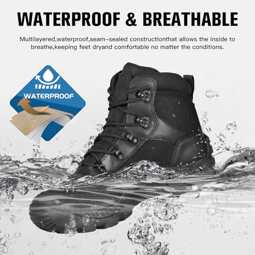 FREE SOLDIER Men's Waterproof Hiking Boots Tactical Work Boots Outdoor Lightweight Military Boots2