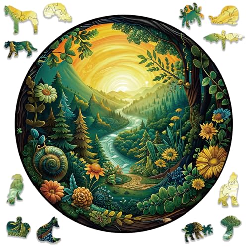 Dr. MUYA® Puzzle Madera Adultos, Rompecabezas Madera Bosque, 35 x 35 cm, 220 Piezas, Rompecabezas de Forma Irregular, Wooden Puzzle, Caja de Regalo de Madera