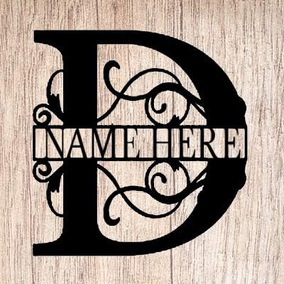 AJD DesignsPersonalized Last Name D Door Hanger - 20" Metal Monogram Door Hanger- Metal Last Name Sign - Split Letter Monogram - Initial Door Wreath - Last Name Wall Decor - Metal Wall Decor - Gift