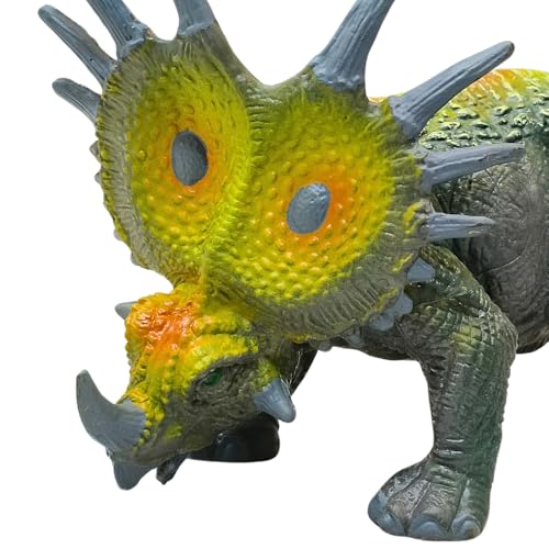 Image of FUNFOB Dinosaur Toy Figure Widtht -17cm Triceratops Dinosaur Toy for Kids & Adults PVC Multicolour | Triceratops Orage Green SML