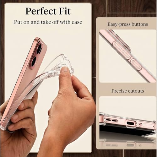 Image of Fashionury 3D Raised Transparent Crystal Clear Back Cover for Oppo Reno 13 Pro | Shockproof Design | Anti-Slip Grip | Camera Protection | 360 Degree Protection Mobile Case