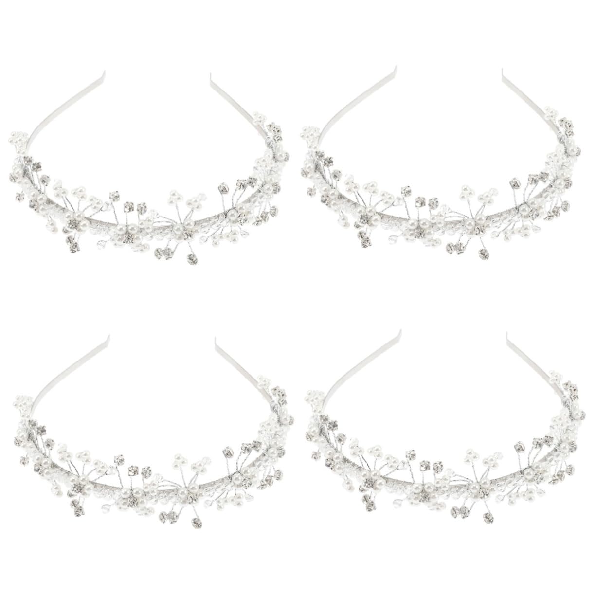 MAGICLULU 4piezas Diadema De Perlas y Cristales Para Accesorios De Pelo Elegantes Para Bodas y Tocado Floral De Para Sesiones Fotográficas y Celebraciones