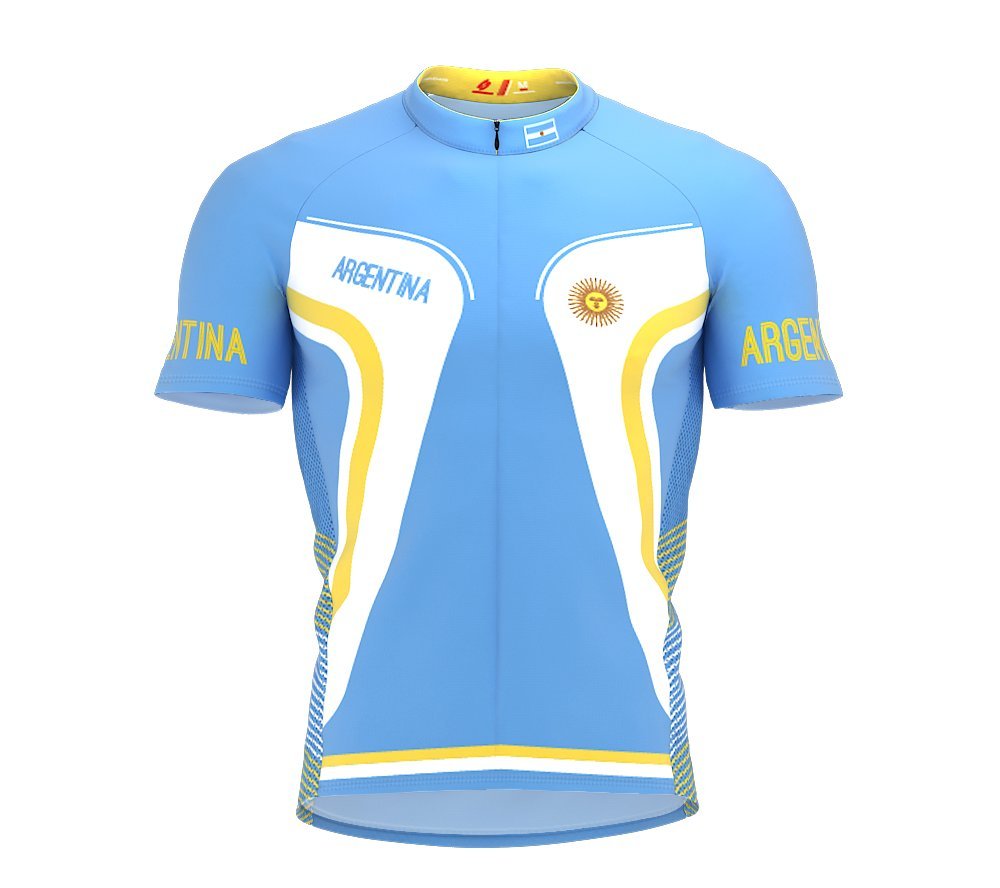 ScudoPro Argentina Full Zipper Bike Short Sleeve Cycling Jersey for Men - Size 2XL Multicolored