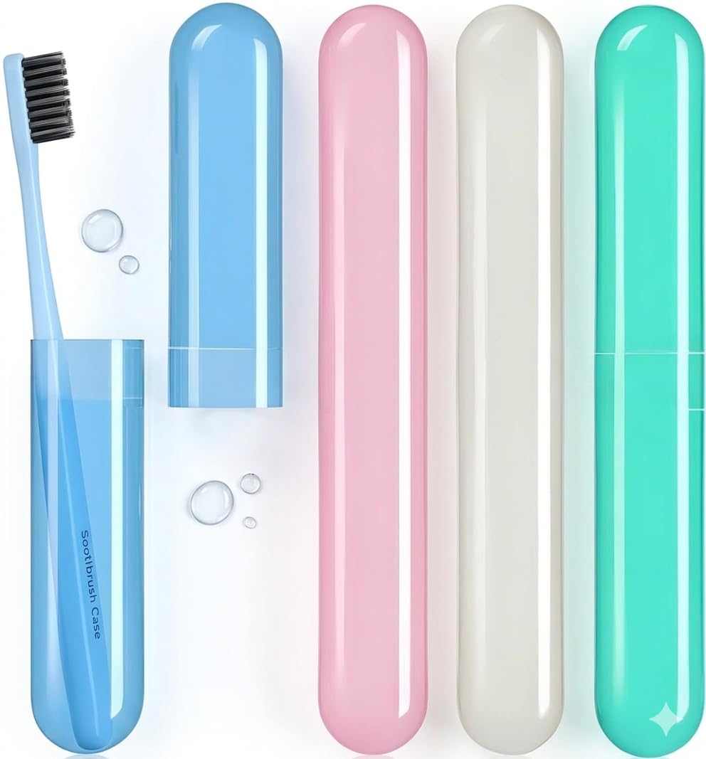 YBN Toothbrush Cover case Plastic Anti-Bacterial Travel Protectors for Oral Care Portable Brush Holder for Bathroom Wall Trip & Travel Multicolor Toothbrush Case Box & Cover Container Set (6)-image-33