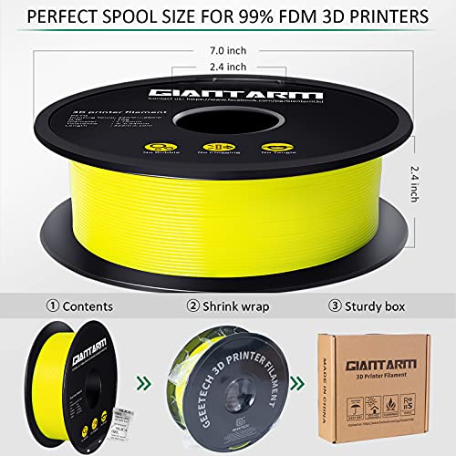 Image of GIANTARM Yellow PETG 3D Printer Filament Toughness Enhanced 1kg (2.2lbs), 1.75mm Dimensional Accuracy + /-0.03mm, 1080 Feet(330m /Roll, Vacuum Package, Fit for Most 3D FDM Printer