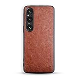 AIORIA Case for Sony Xperia 1 V 6.5' Screen Premium PU Leather Cover Retro Business Design Full Protective Case for Sony Xperia 1 V 5G (Brown)