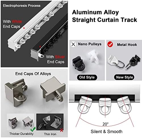 Ceiling Mount White Aluminum Curtain Track Kit for Sliding Room Dividers, Commercial Metal Partition Rail, Complete Installation Set for Easy Setup and Versatile Use
