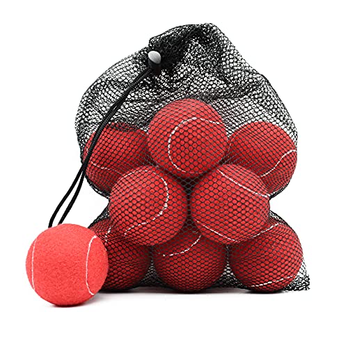 Image of Tennis Balls, Magicorange 12 Pack Advanced Training Tennis Balls Practice Balls, Pet Dog Playing Balls, Come with Mesh Bag for Easy Transport, Good for Beginner Training Ball (Red)