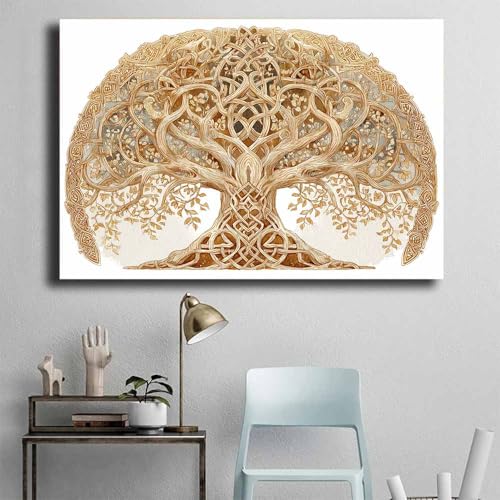 Toile arbres entrelacés marron de qualité supérieure style moderne - 4