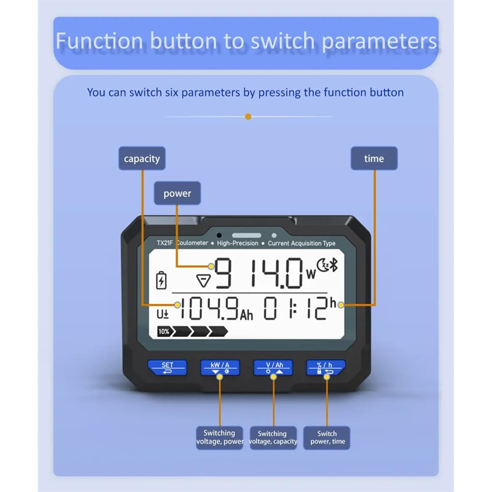 Medidor de Culombio TX21 para Android, Medidor de Potencia con Bluetooth, Comprobador de de Batería, Monitor de Potencia del Coulómetro C
