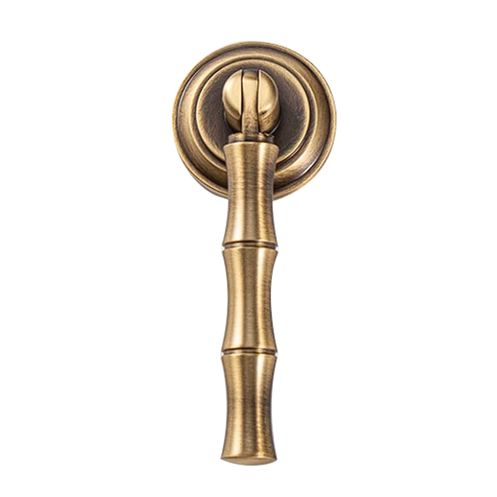 Chenhoju Bronze Brass Bamboo Joint Cabinet Pulls Retro Style, Single Hole Fixing, Antique Or Brass Finish For Drawers, Wardrobes Cabinet Pulls(,82Mm)