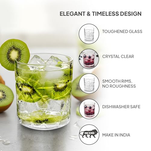 Image of CELLO Swirl Juice Tumbler Glass Set of 6, 215ml Each | Dishwasher Safe |Comfortable Grip & Stackable |Perfect Glasses for Drinking Water, Juice, Cocktail, Cold Drinks | for Daily Use & Gifting
