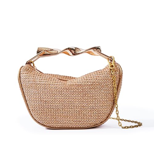 SKYK Straw Crossbody Bags for Women Summer Mini Satchel Handbags Top Handle Purse Woven Shoulder Bag