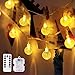 Guirnalda Luces Pilas, 10M 80LED Luces Decorativas Habitacion con remoto Bola de cristal impermeable decorativa Interior al aire libre para dormitorio Navidad Jardín Decking Patio(blanco cálido)