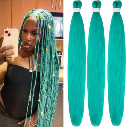 Teal Braiding Hair Pre stretched Braid Ez Braid Synthetic Itch Free Braiding Hair Extensions for Black Women Teal Knotless Braids
