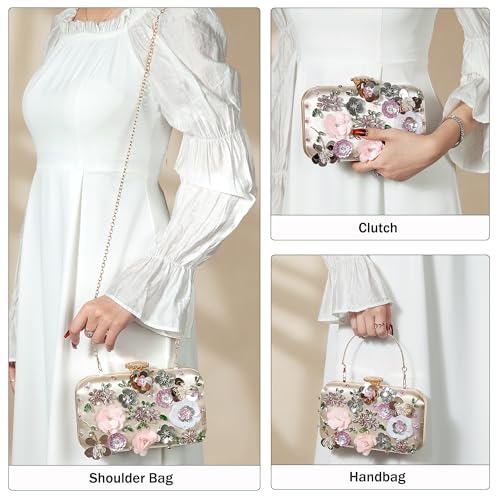 Image of Womens Vintage Floral Embroidery Clutch Evening Handbag Shoulder Bags Purse for Wedding Party Prom