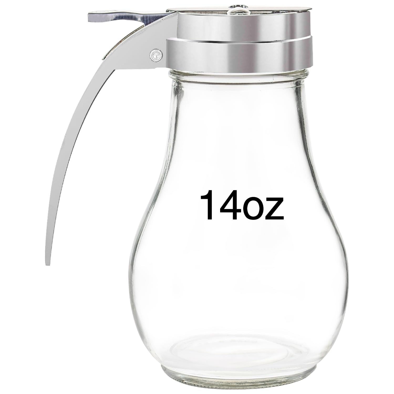 Einfache Glass Syrup Dispenser With Metal Top,1 Pack Glass Honey Dispenser 14 oz for Coffee,Maple Syrup,Milk,Honey Container