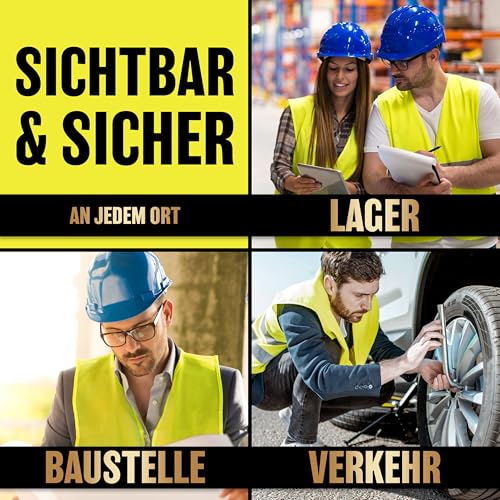 HELDENWERK Auto Warnweste 2er Set für Erwachsene europaweit einsetzbar - Reflektierende Warnwesten 2026 - PKW Sicherheitsweste, Pannenweste, KFZ Weste