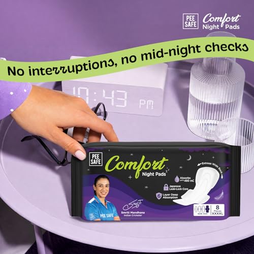 Image of Pee Safe Comfort All Night Pads | 8 Pads XXXXL (4 XL) - 405mm | Extra Wide Back with Dual Wings | 6 Layer Deep Absorption | Japanese Leak-Lock Technology | Overnight Leak Free Protection | Extra Long