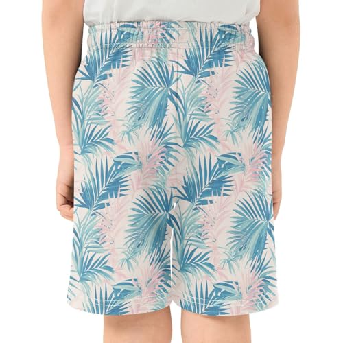 JUNZAN Turquoise Tropical Boys Shorts with Pockets Light Weight Gym Short Pants Kids Kids Basketball Shorts Teen3