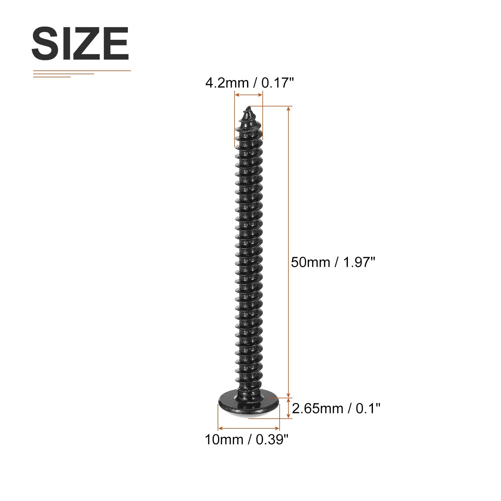 DTGN #8x2 Sheet Metal Screws, 50 Pack, for Wood Furniture - Image 2