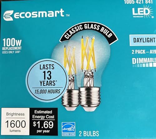 E Ecosmart Vintage Classic Glass Daylight Led Bulb