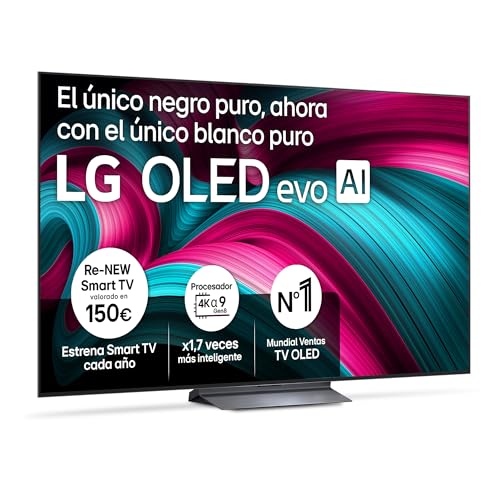 LG OLED65C54LA - Smart TV OLED EVO AI C5, 65', 4K 2025, Dolby Vision IQ, Dolby Atmos, webOS 25 con IA, Gaming Pro 144 Hz, Filmmaker Mode, Magic Remote, Negro Puro