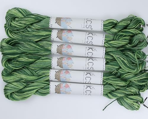 Image of KCS Big skeins of 25 Meters Size 25 Color Variegated Cross Stitch Stranded Threads,6 skeins,4045