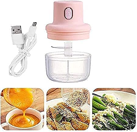 Mini Garlic Chopper, Mini Food Processor, Garlic Press Mincer, Garlic Masher with Sharp Blades Waterproof Vegetable Chopper for Garlic, Fruits, Onions, Vegetables, Meat, Pepper, Ginger