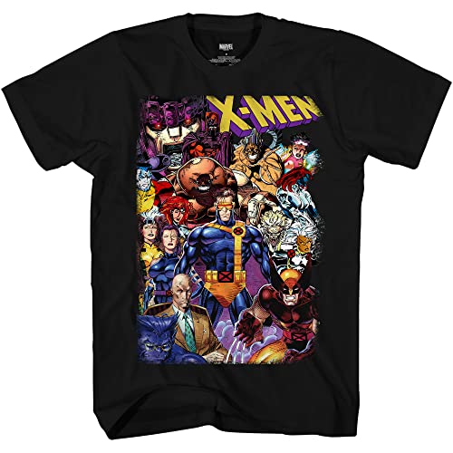 Marvel X-Men All in Team 90's Jim Lee Mens Adult T-Shirt(XL, Black)
