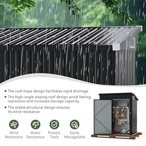 Aoxun 3x4ft outdoor storage shed metal storage shed with lockable door steel utility tool shed outdoor storage for backyard garden patio lawn black  urban country home decor