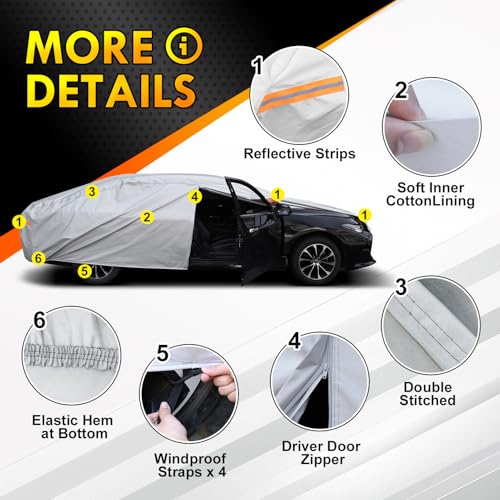 All-Weather Audi A4/S4 Car Cover Waterproof All Weather, Heavy Duty Car Tarp Custom Fit for 2009-2026 Audi A4, S4, Sedan, Avant, Quattro, Premium Plus, Prestige, S Line - Image 5