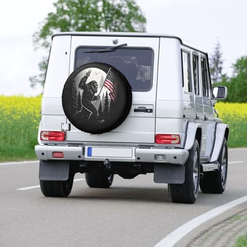 Image of American Flag Camping Spare Tire Cover Wheel Protectors Waterproof UV Resistant Wheel Covers Universal Fit for SUV Truck Rv Trailer Camper Travel Accessories 16 inch